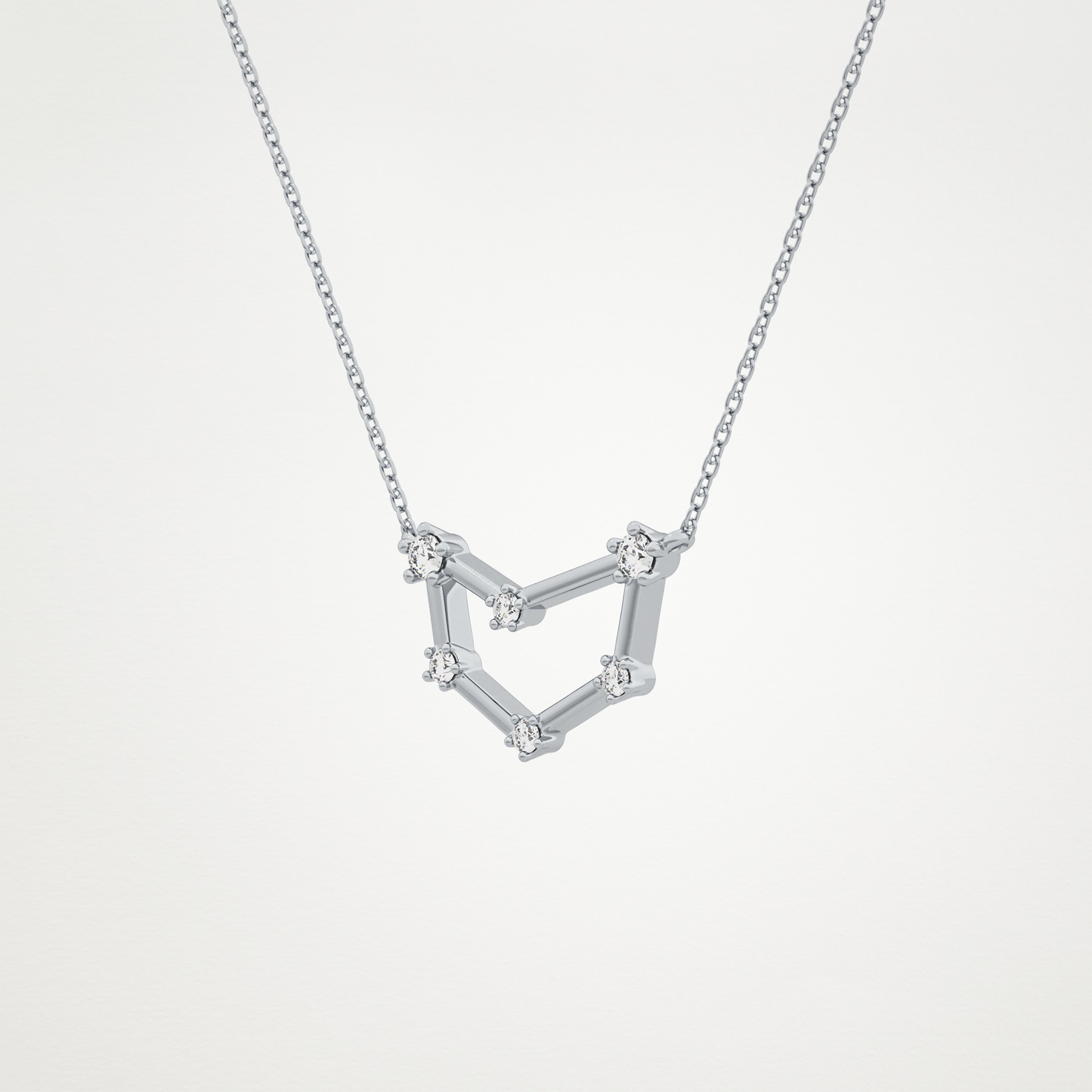 0.13 CT Moissanite Connected Necklace in 14K or 18K Solid Gold – DEF Color, VVS Clarity