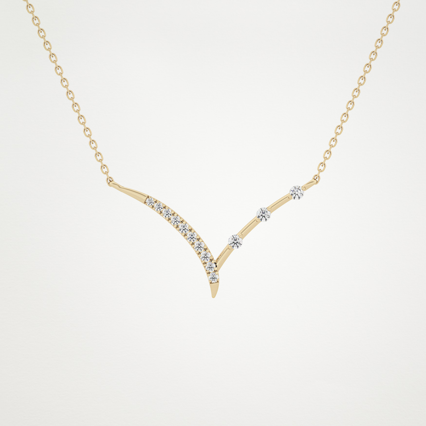 0.128 CT Moissanite V Bar Necklace in 14K or 18K Solid Gold – DEF Color, VVS Clarity 9