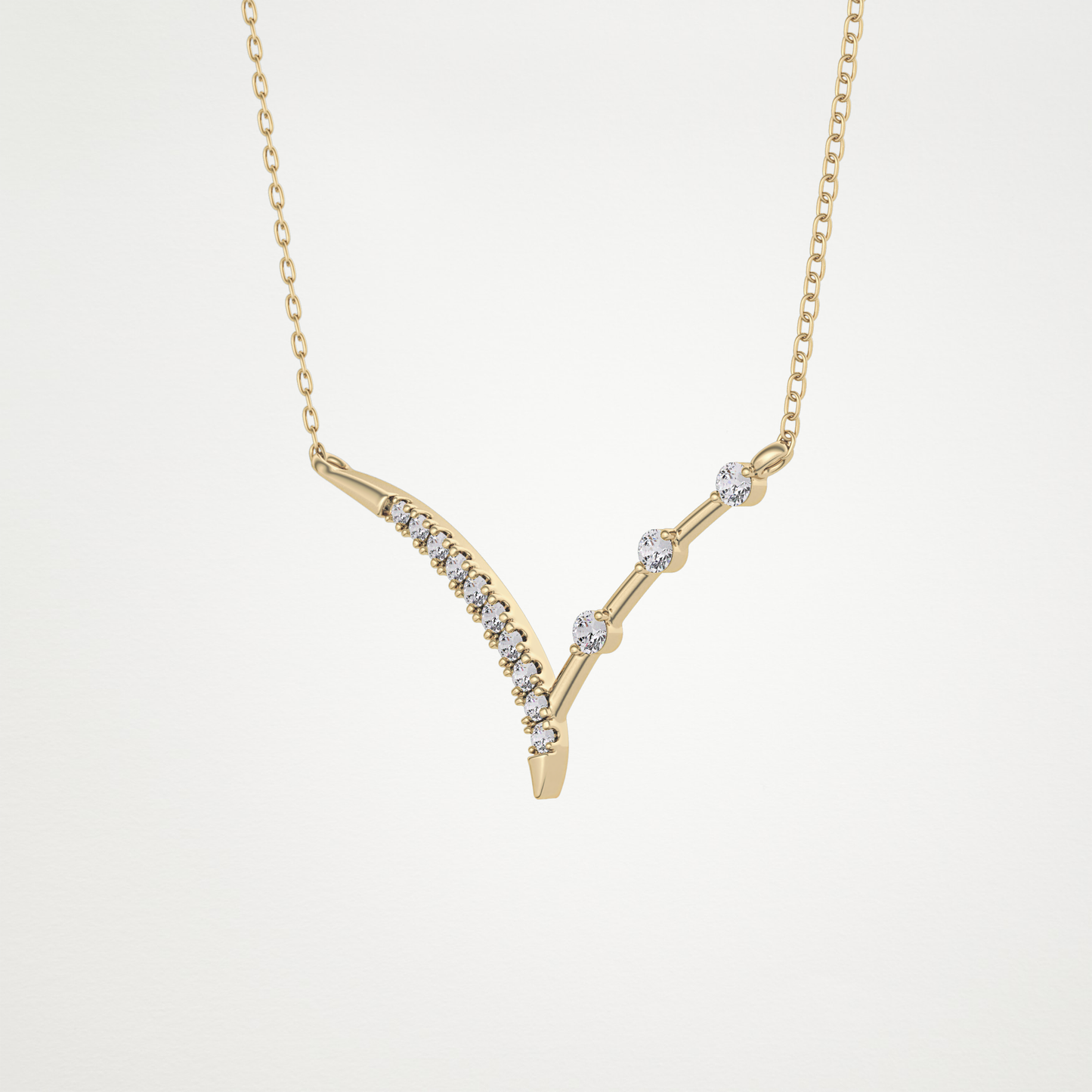 0.128 CT Moissanite V Bar Necklace in 14K or 18K Solid Gold – DEF Color, VVS Clarity 11