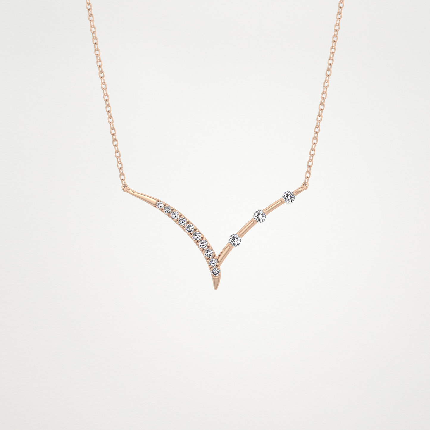 0.128 CT Moissanite V Bar Necklace in 14K or 18K Solid Gold – DEF Color, VVS Clarity 15