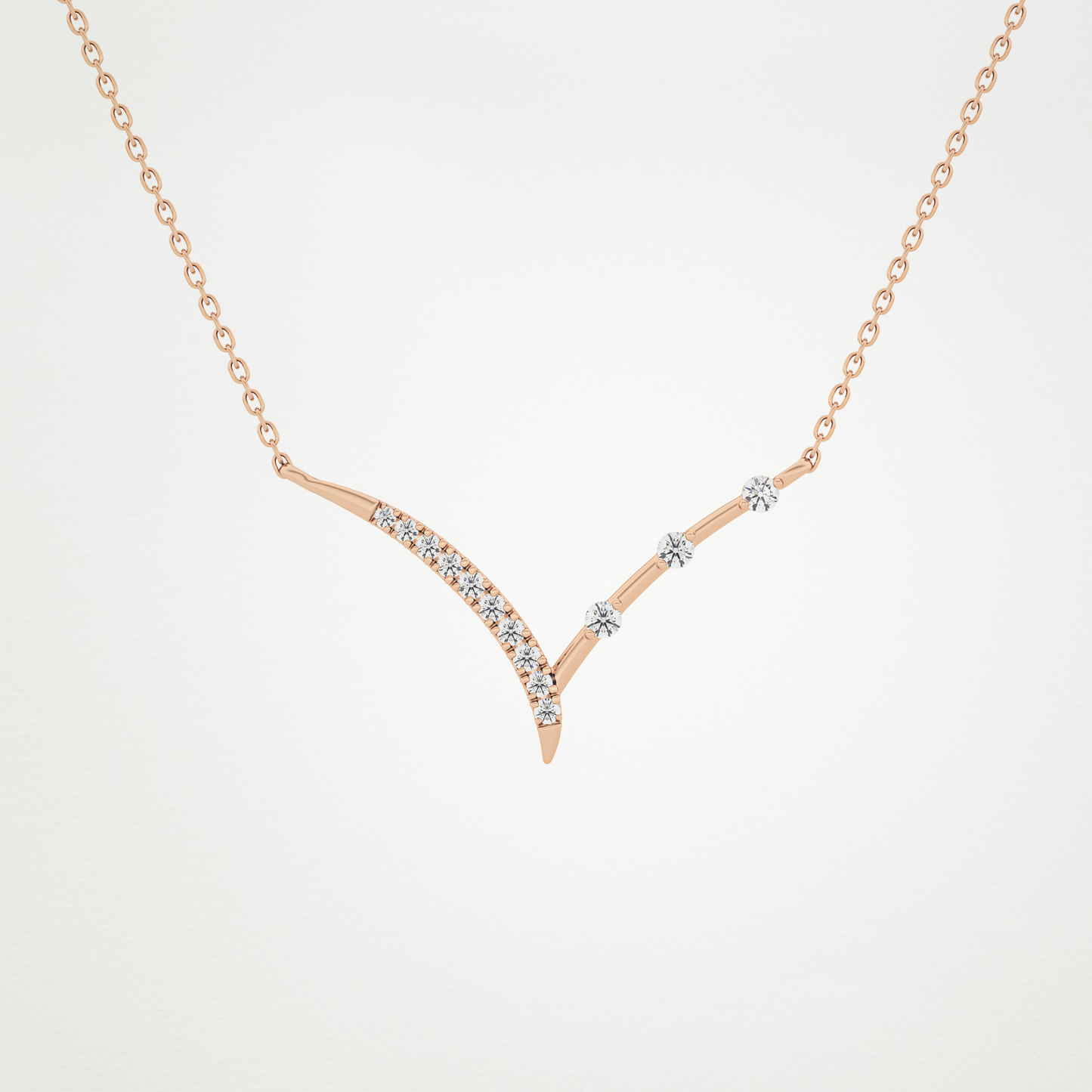 0.128 CT Moissanite V Bar Necklace in 14K or 18K Solid Gold – DEF Color, VVS Clarity 16