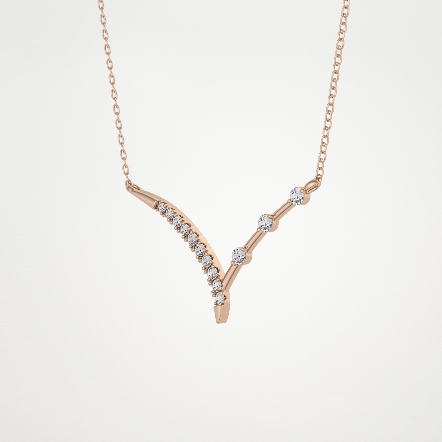 0.128 CT Moissanite V Bar Necklace in 14K or 18K Solid Gold – DEF Color, VVS Clarity 18