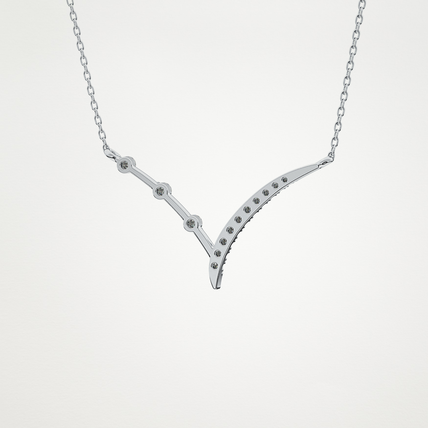 0.128 CT Moissanite V Bar Necklace in 14K or 18K Solid Gold – DEF Color, VVS Clarity 4