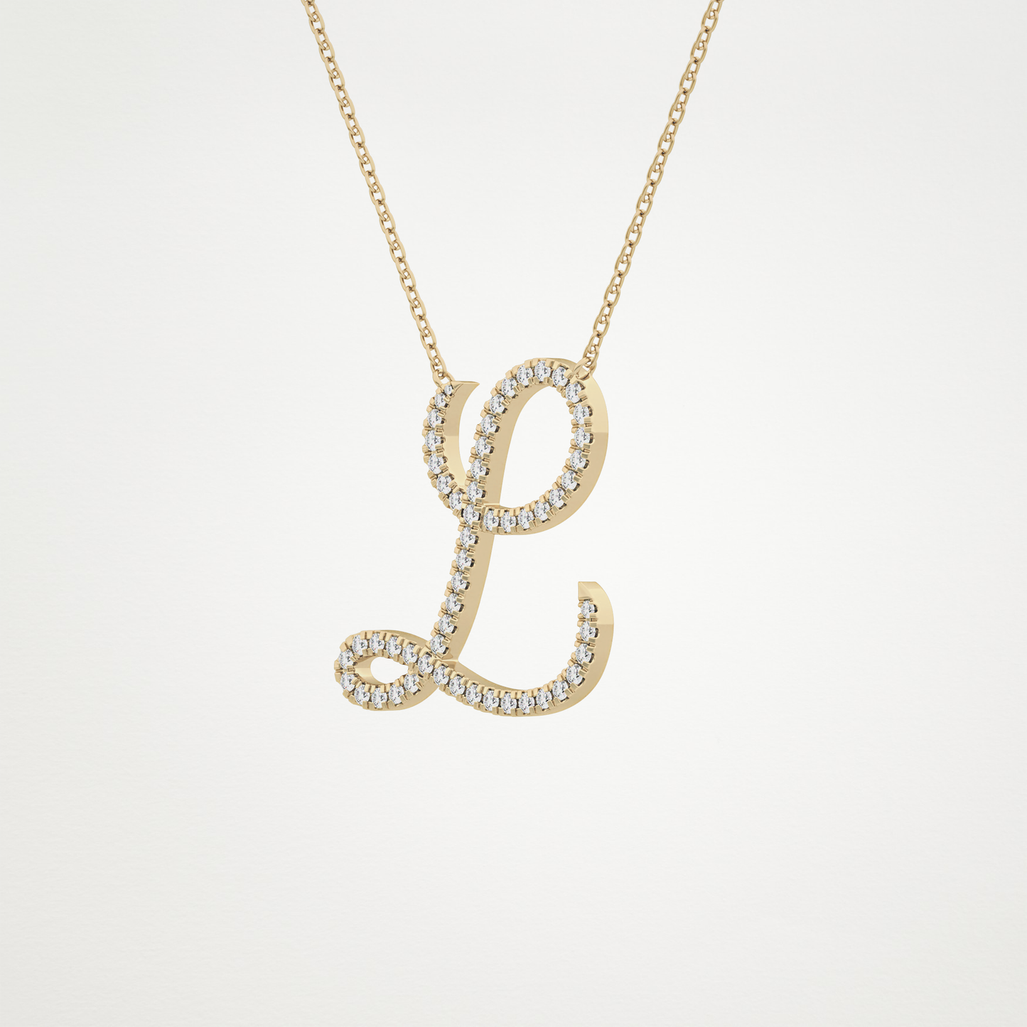 0.198 CT Moissanite L Shaped Necklace in 14K or 18K Solid Gold – DEF Color, VVS Clarity