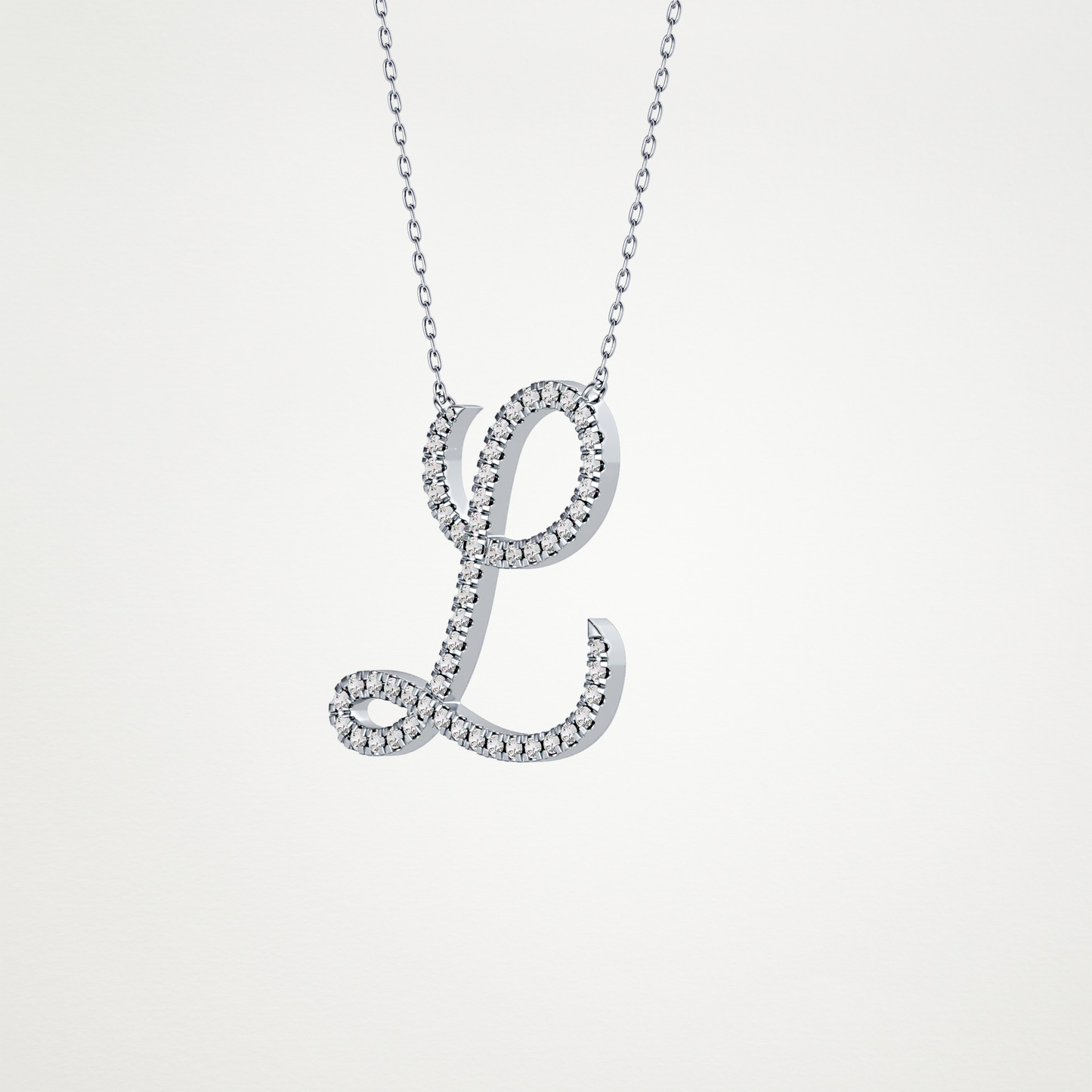 0.198 CT Moissanite L Shaped Necklace in 14K or 18K Solid Gold – DEF Color, VVS Clarity