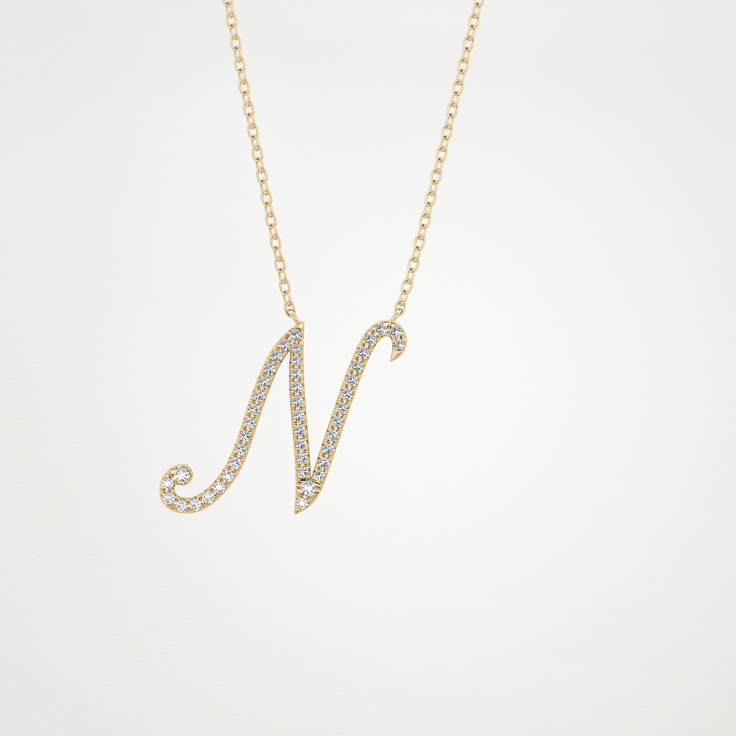 0.99 CT Moissanite N Shaped Necklace in 14K or 18K Solid Gold – DEF Color, VVS Clarity