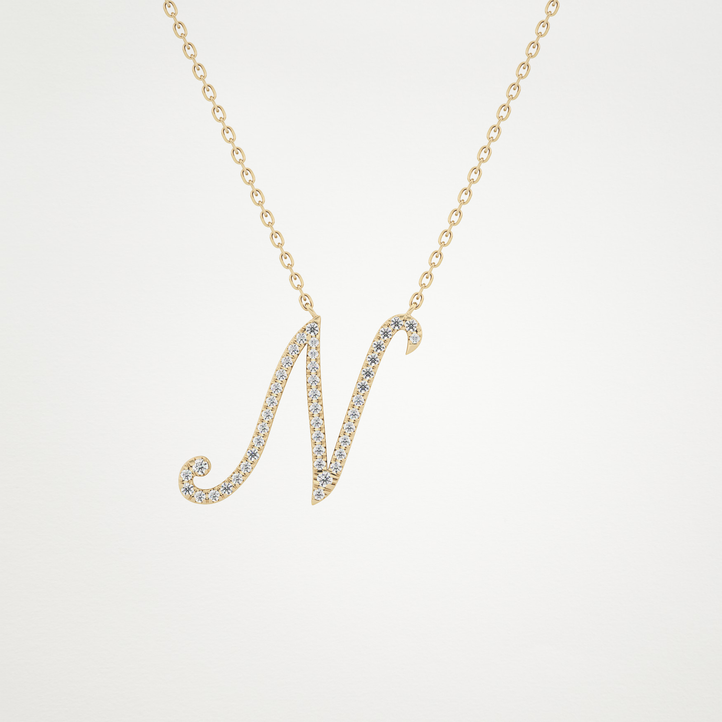 0.99 CT Moissanite N Shaped Necklace in 14K or 18K Solid Gold – DEF Color, VVS Clarity
