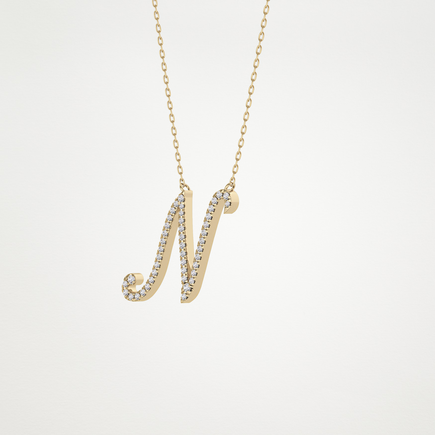0.99 CT Moissanite N Shaped Necklace in 14K or 18K Solid Gold – DEF Color, VVS Clarity