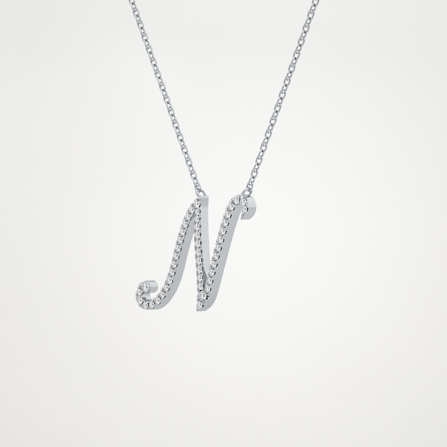 0.99 CT Moissanite N Shaped Necklace in 14K or 18K Solid Gold – DEF Color, VVS Clarity