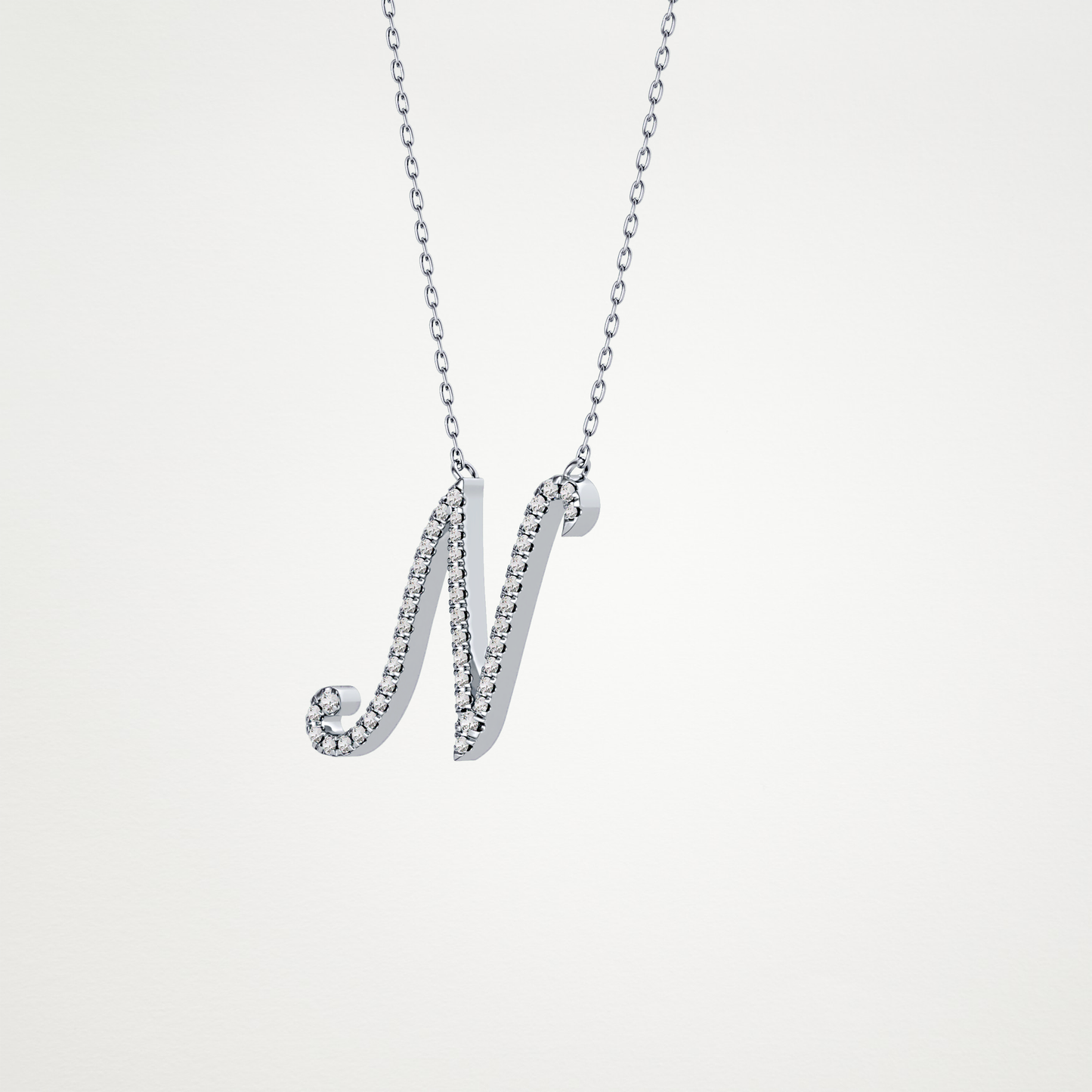 0.99 CT Moissanite N Shaped Necklace in 14K or 18K Solid Gold – DEF Color, VVS Clarity