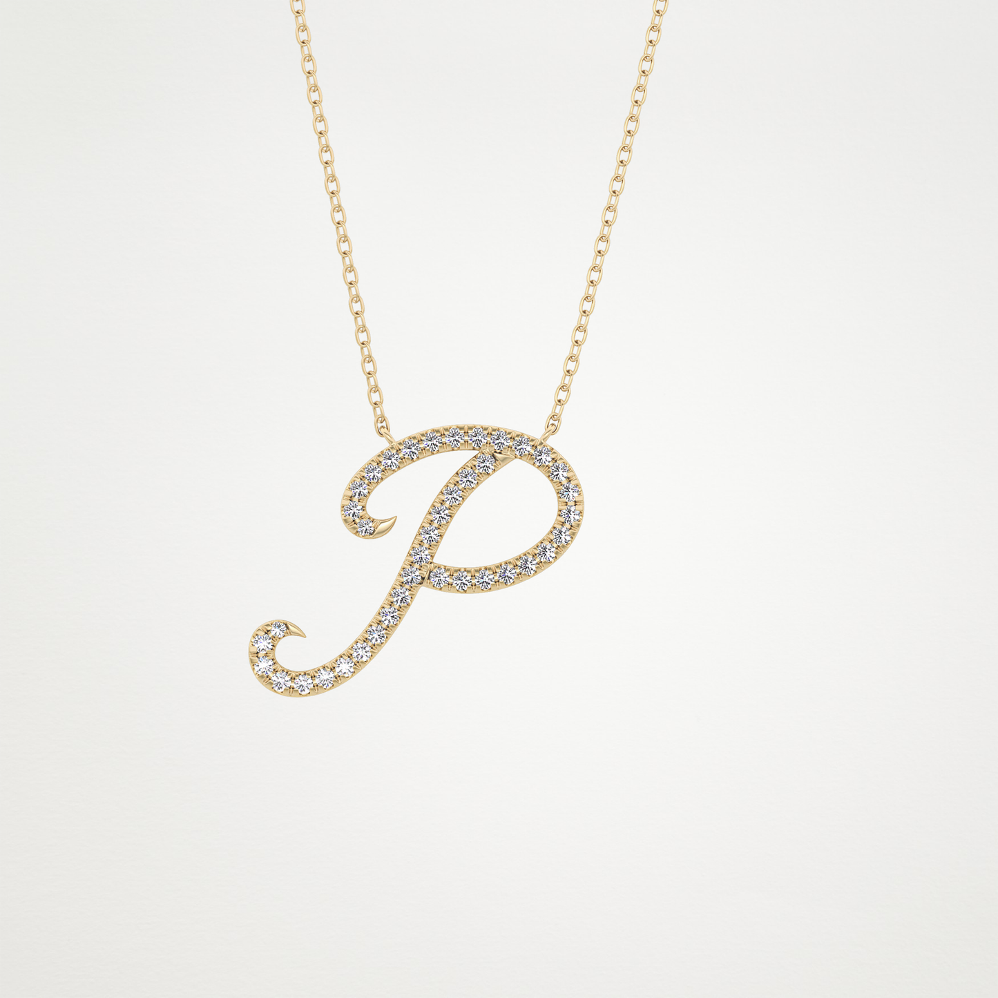 0.138 CT Moissanite P Shaped Necklace in 14K or 18K Solid Gold – DEF Color, VVS Clarity