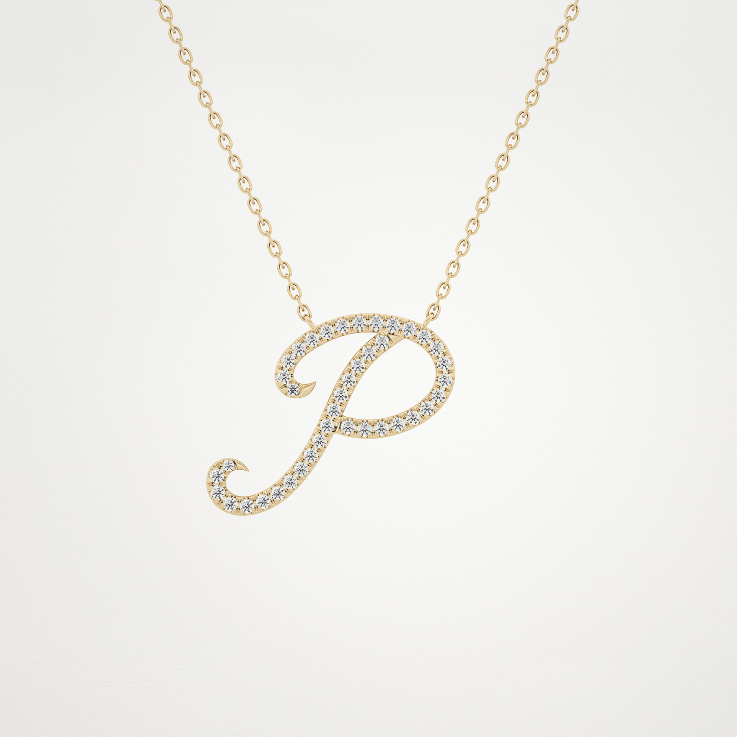 0.138 CT Moissanite P Shaped Necklace in 14K or 18K Solid Gold – DEF Color, VVS Clarity