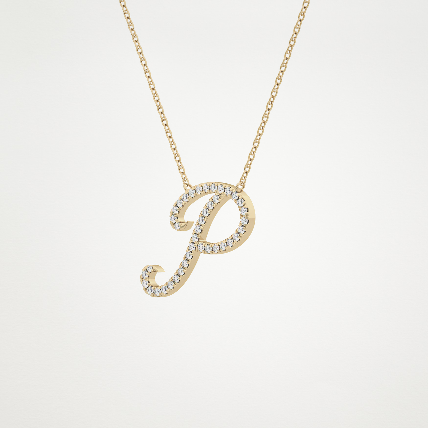0.138 CT Moissanite P Shaped Necklace in 14K or 18K Solid Gold – DEF Color, VVS Clarity