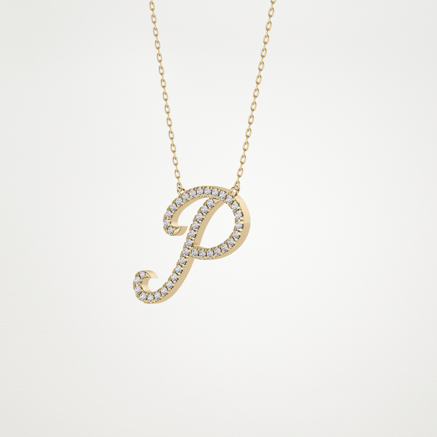 0.138 CT Moissanite P Shaped Necklace in 14K or 18K Solid Gold – DEF Color, VVS Clarity
