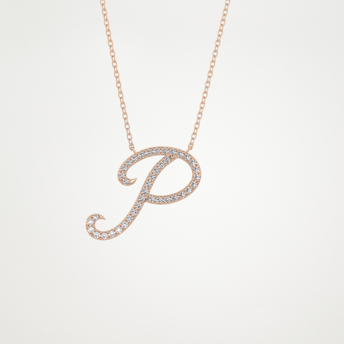 0.138 CT Moissanite P Shaped Necklace in 14K or 18K Solid Gold – DEF Color, VVS Clarity