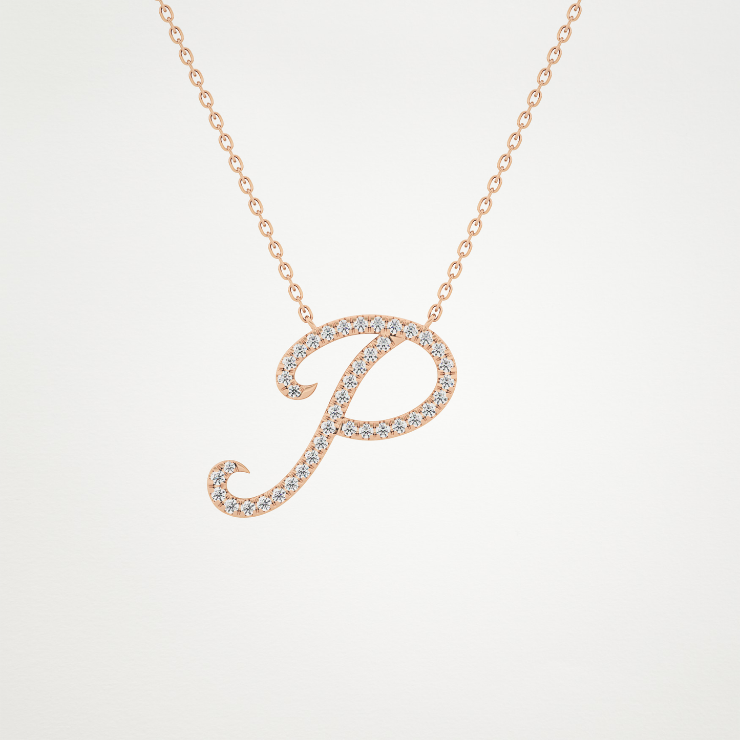 0.138 CT Moissanite P Shaped Necklace in 14K or 18K Solid Gold – DEF Color, VVS Clarity