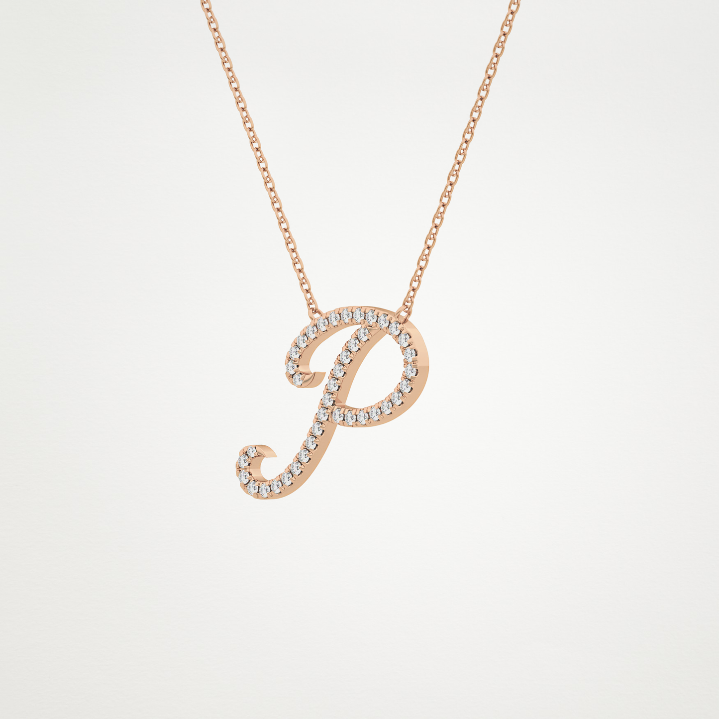 0.138 CT Moissanite P Shaped Necklace in 14K or 18K Solid Gold – DEF Color, VVS Clarity