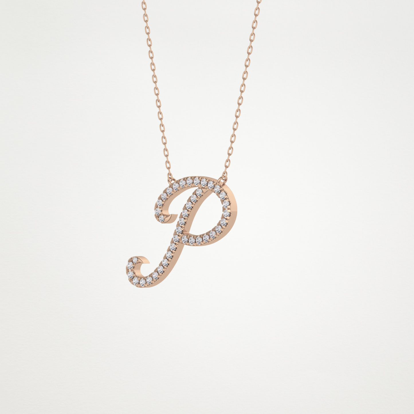 0.138 CT Moissanite P Shaped Necklace in 14K or 18K Solid Gold – DEF Color, VVS Clarity