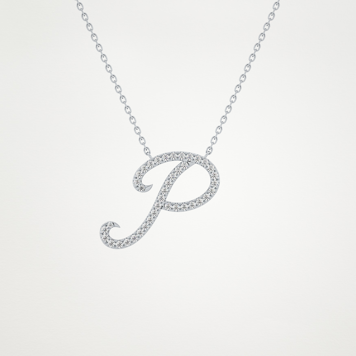 0.138 CT Moissanite P Shaped Necklace in 14K or 18K Solid Gold – DEF Color, VVS Clarity