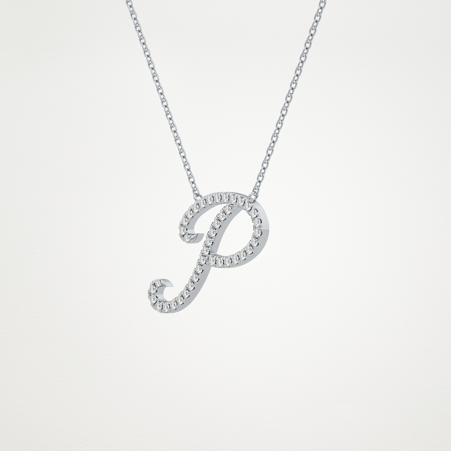 0.138 CT Moissanite P Shaped Necklace in 14K or 18K Solid Gold – DEF Color, VVS Clarity