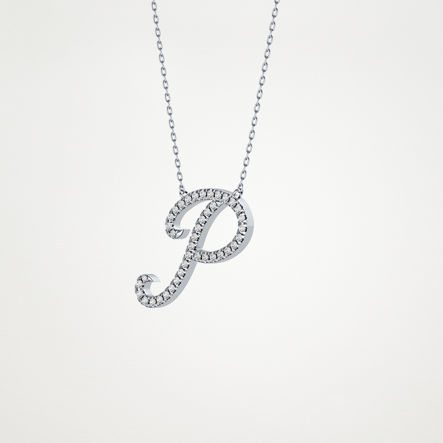 0.138 CT Moissanite P Shaped Necklace in 14K or 18K Solid Gold – DEF Color, VVS Clarity