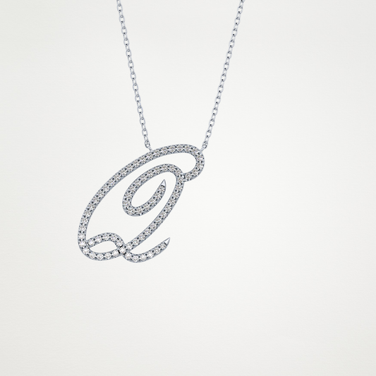 0.187 CT Moissanite Q Shaped Necklace in 14K or 18K Solid Gold – DEF Color, VVS Clarity