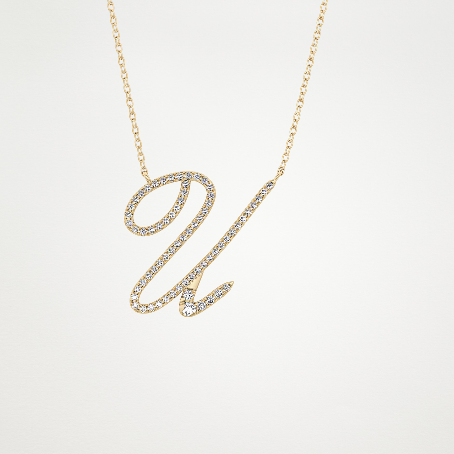 0.157 CT Moissanite U Shaped Necklace in 14K or 18K Solid Gold – DEF Color, VVS Clarity