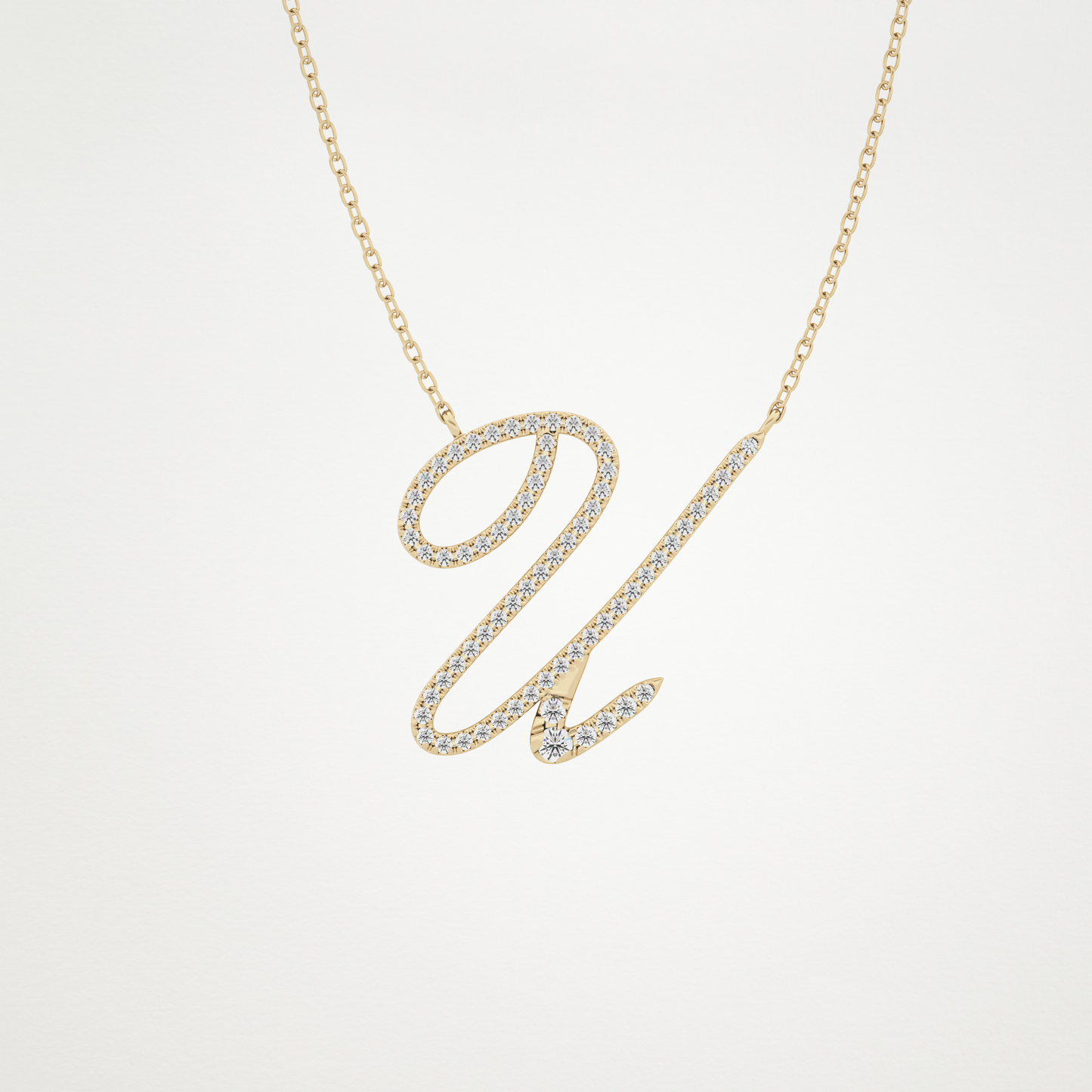 0.157 CT Moissanite U Shaped Necklace in 14K or 18K Solid Gold – DEF Color, VVS Clarity