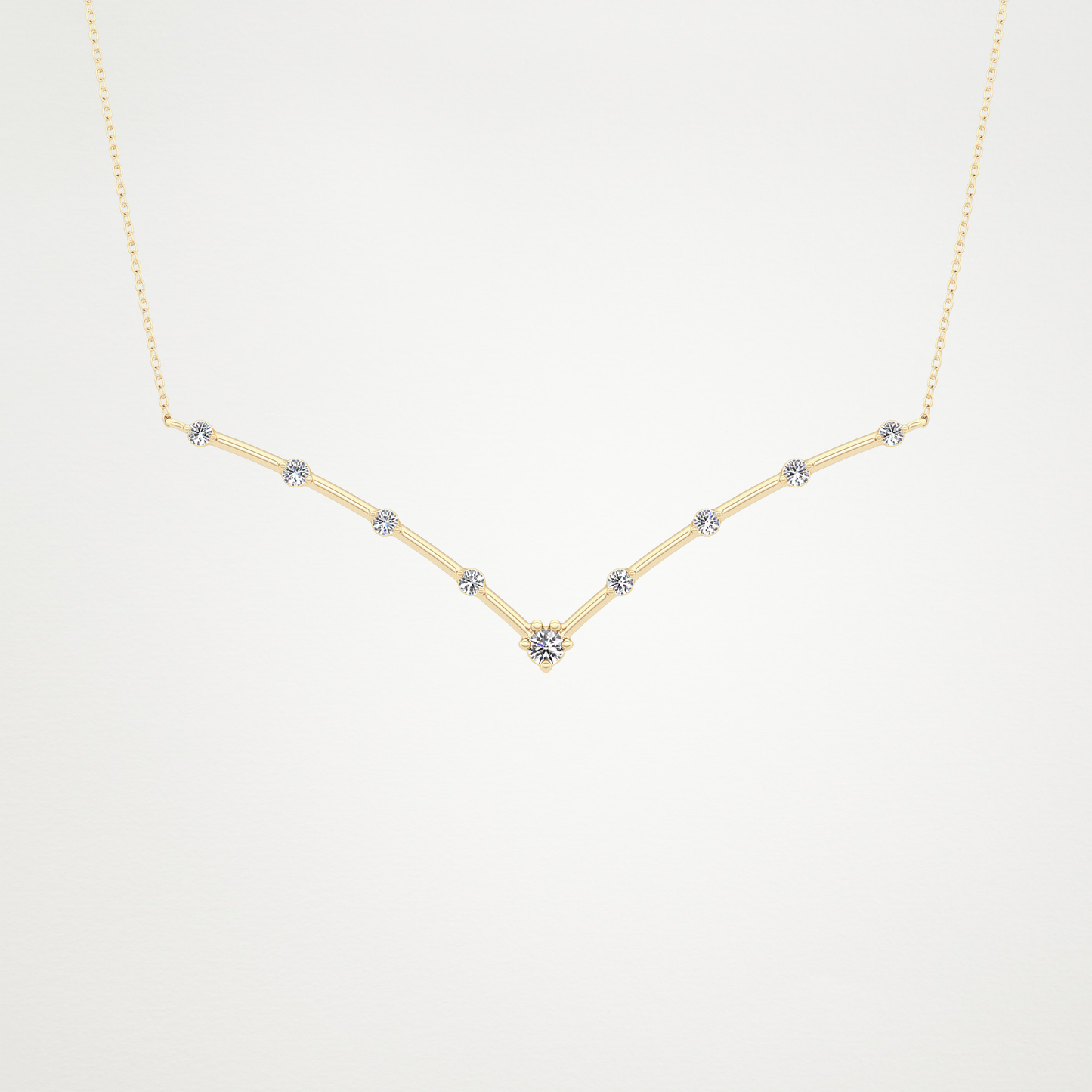 0.33 CT Moissanite V Shaped Necklace in 14K or 18K Solid Gold – DEF Color, VVS Clarity