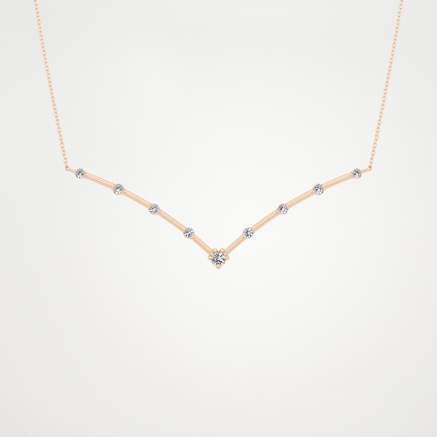0.33 CT Moissanite V Shaped Necklace in 14K or 18K Solid Gold – DEF Color, VVS Clarity