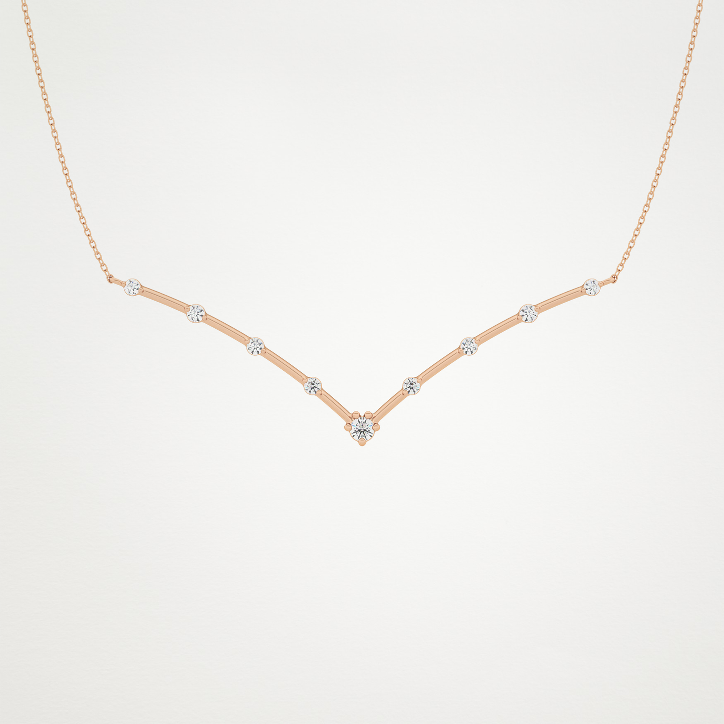 0.33 CT Moissanite V Shaped Necklace in 14K or 18K Solid Gold – DEF Color, VVS Clarity