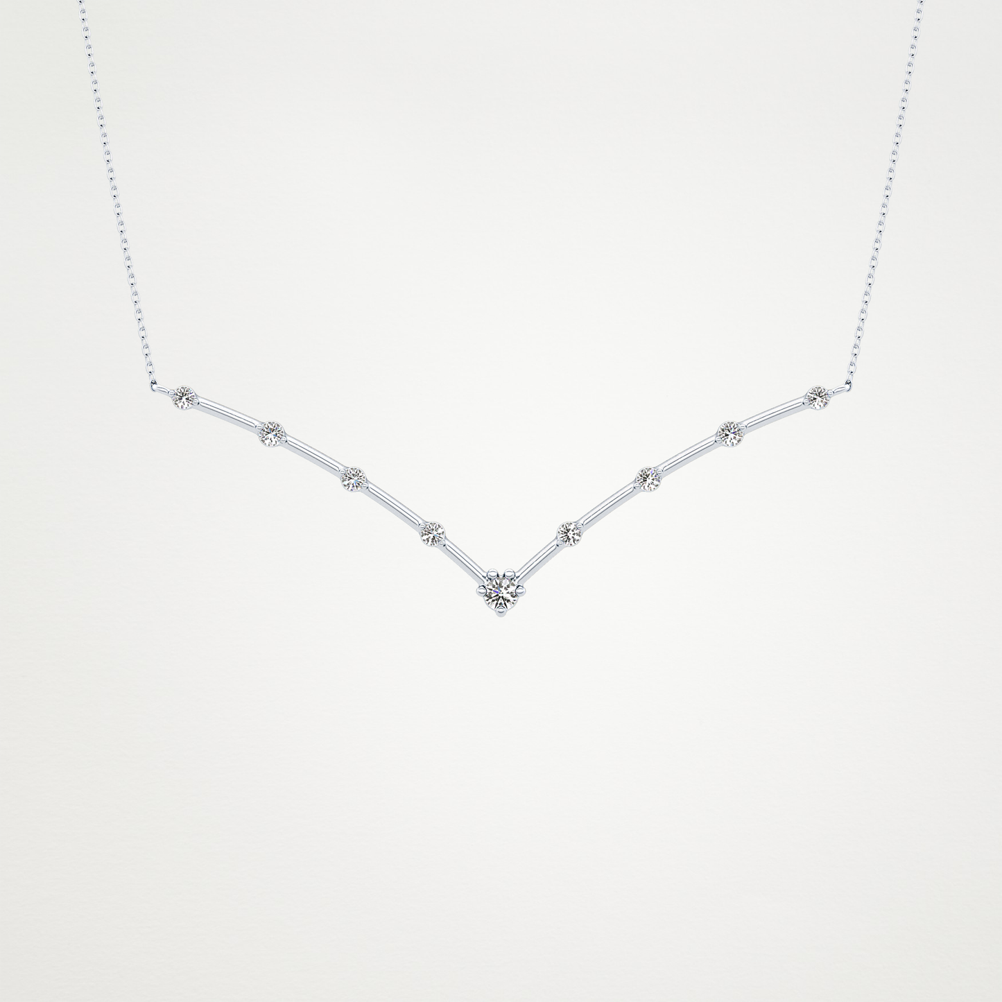 0.33 CT Moissanite V Shaped Necklace in 14K or 18K Solid Gold – DEF Color, VVS Clarity