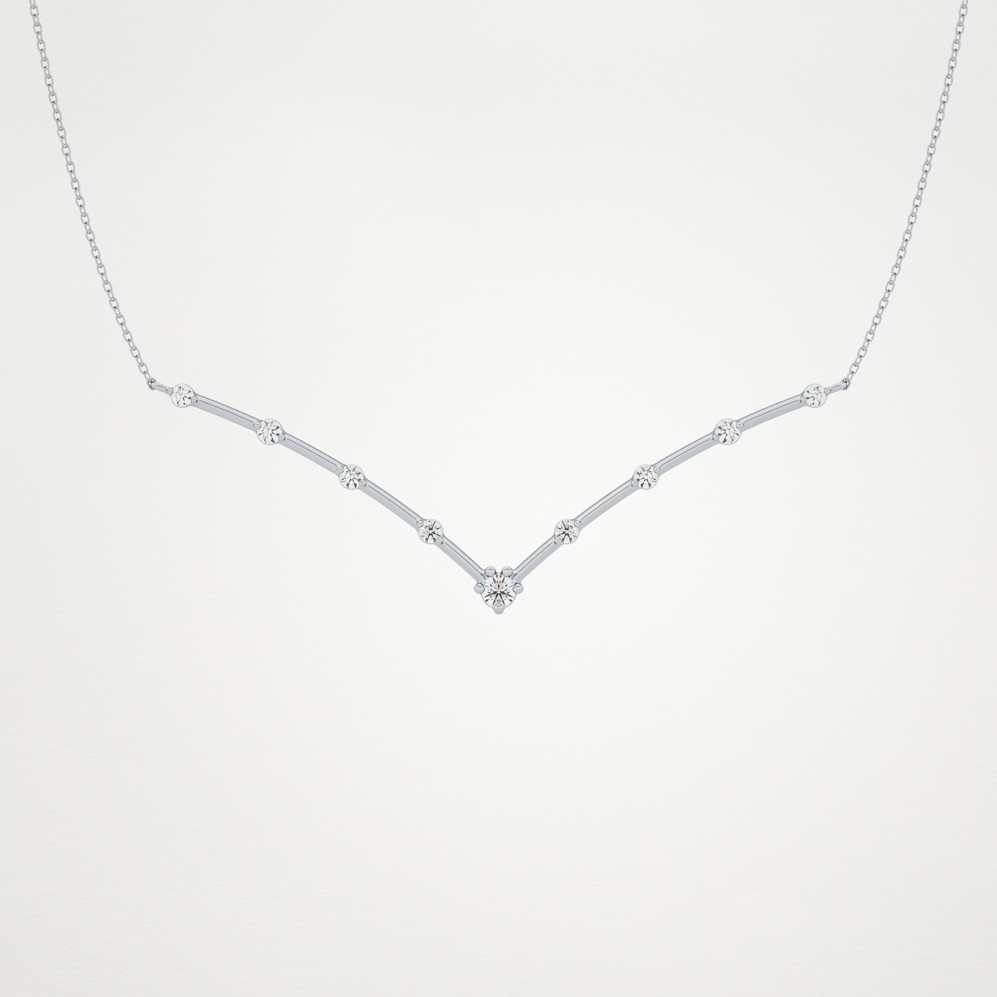 0.33 CT Moissanite V Shaped Necklace in 14K or 18K Solid Gold – DEF Color, VVS Clarity