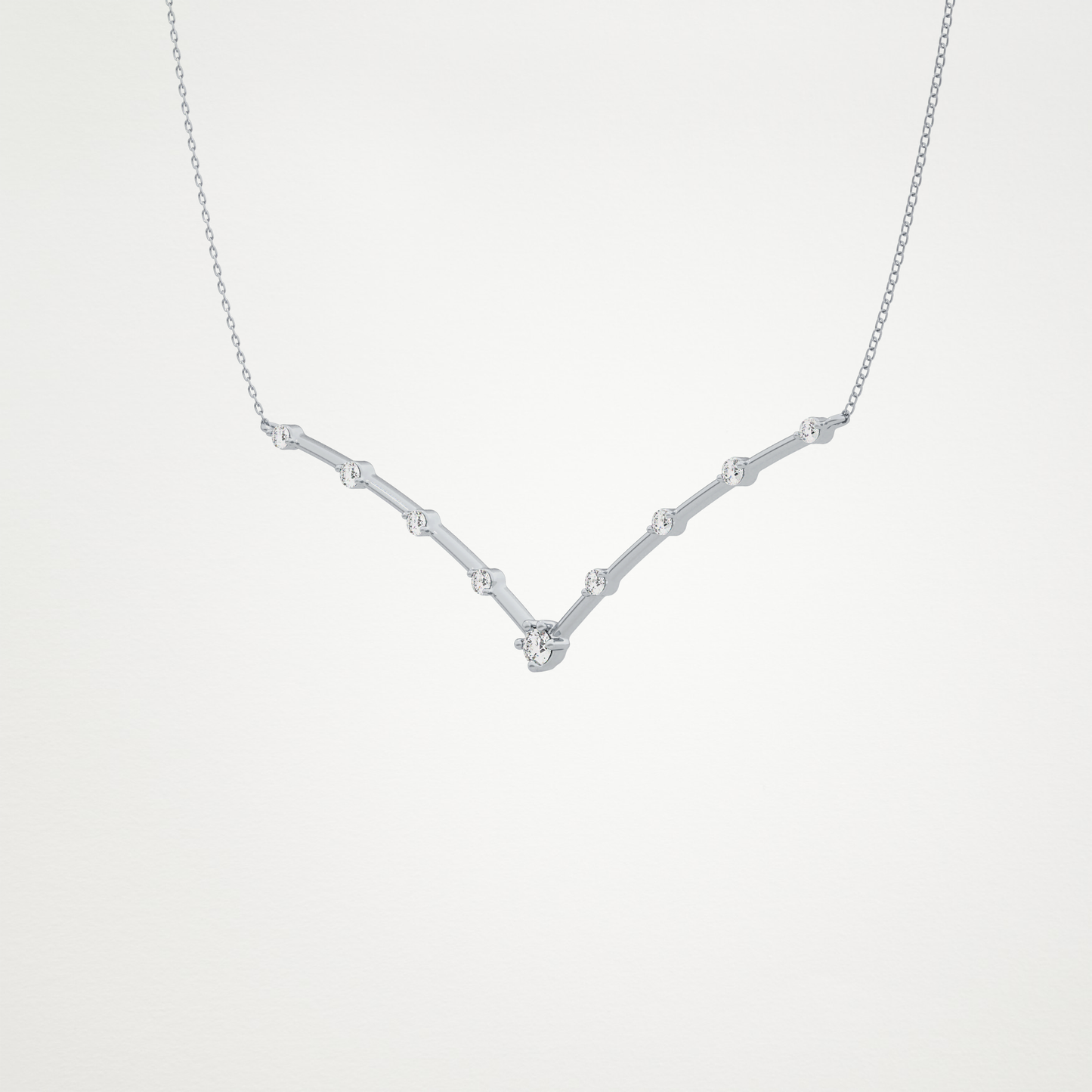 0.33 CT Moissanite V Shaped Necklace in 14K or 18K Solid Gold – DEF Color, VVS Clarity