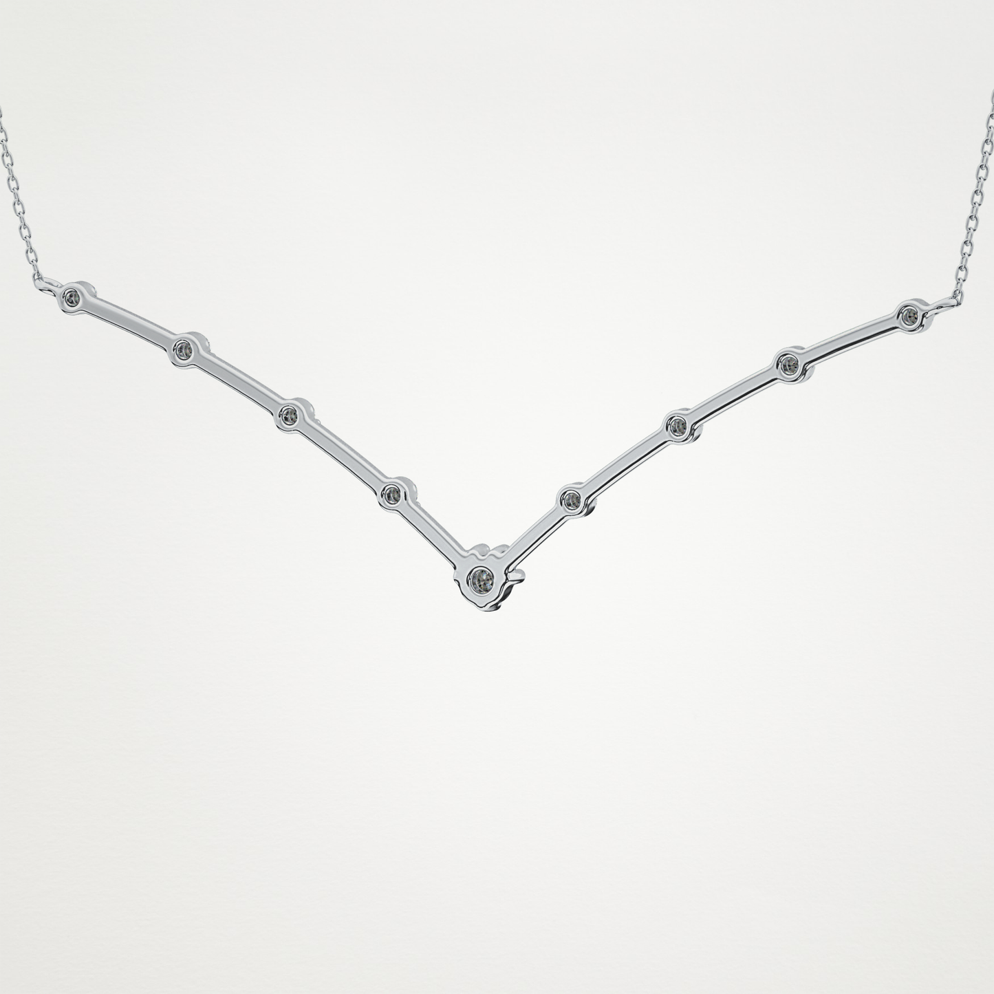 0.33 CT Moissanite V Shaped Necklace in 14K or 18K Solid Gold – DEF Color, VVS Clarity