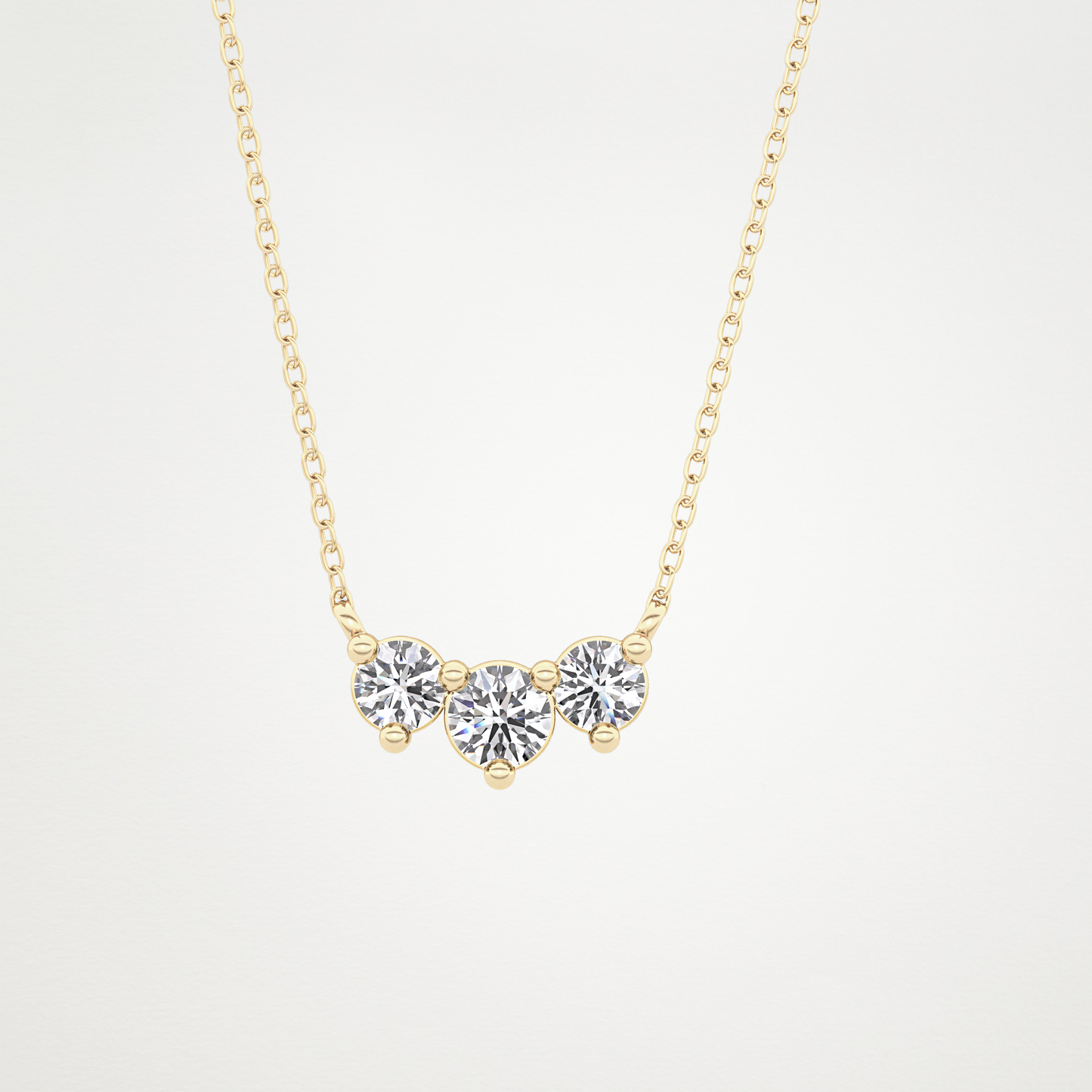 0.35 CT Moissanite 3 Stones Necklace in 14K or 18K Solid Gold – DEF Color, VVS Clarity