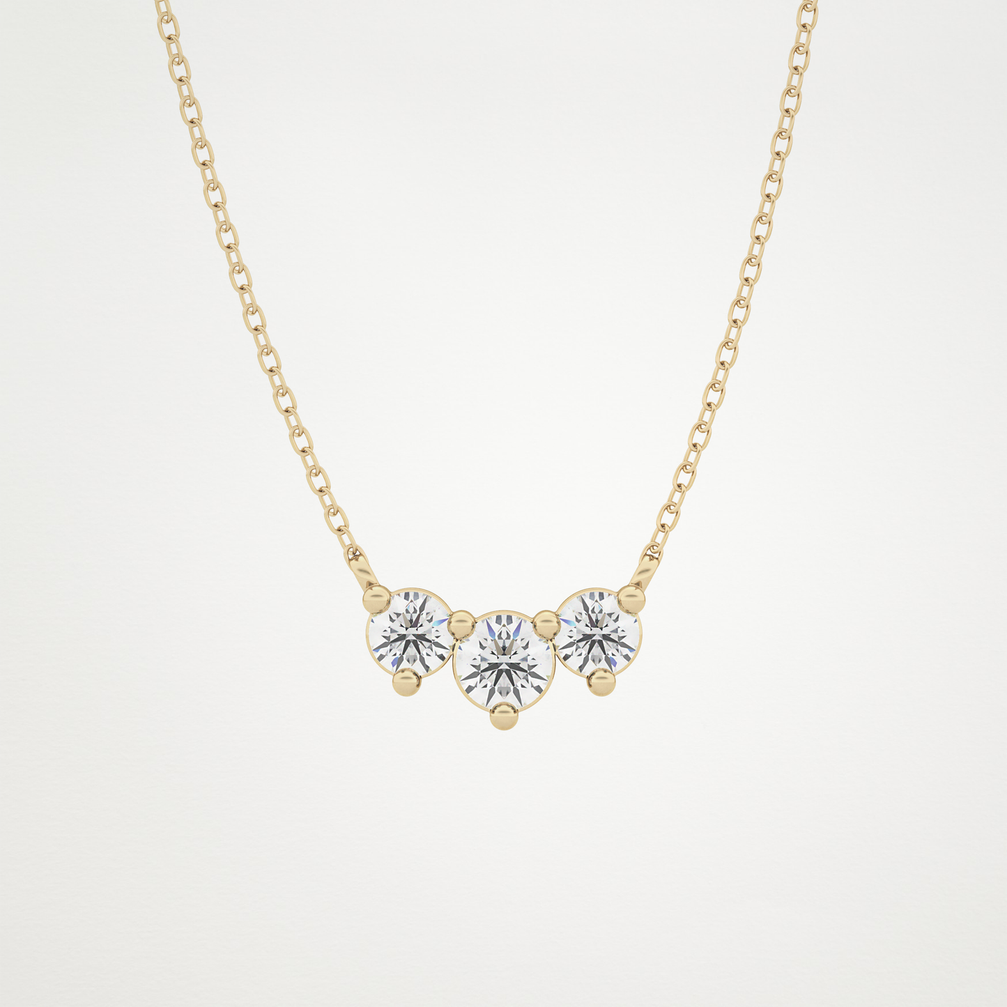 0.35 CT Moissanite 3 Stones Necklace in 14K or 18K Solid Gold – DEF Color, VVS Clarity
