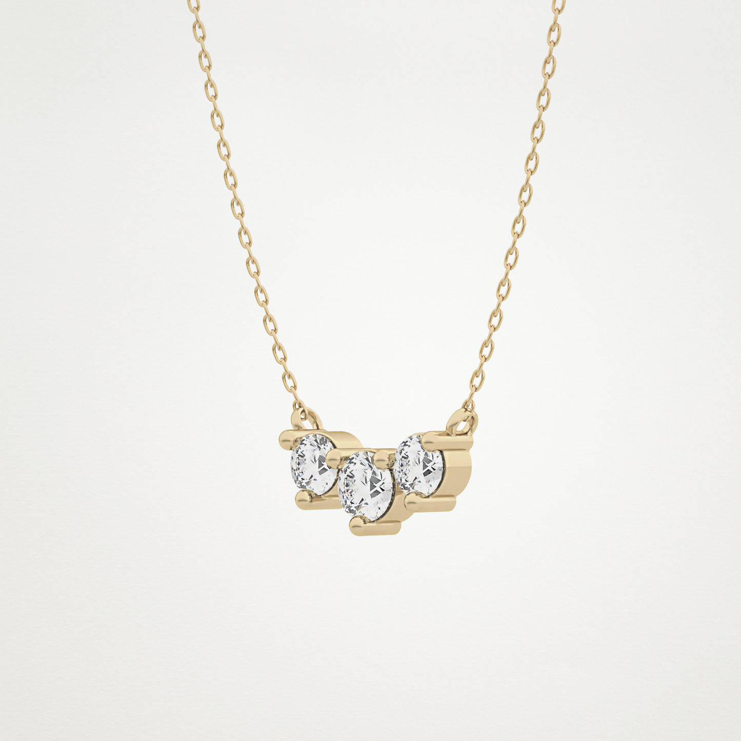 0.35 CT Moissanite 3 Stones Necklace in 14K or 18K Solid Gold – DEF Color, VVS Clarity