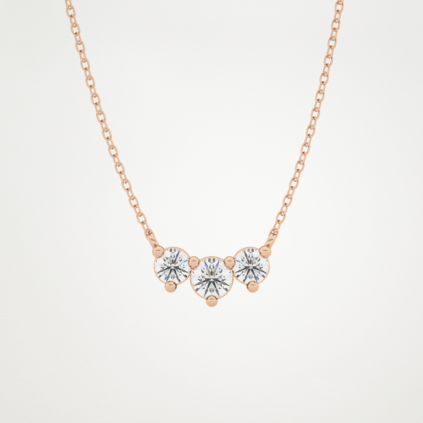 0.35 CT Moissanite 3 Stones Necklace in 14K or 18K Solid Gold – DEF Color, VVS Clarity