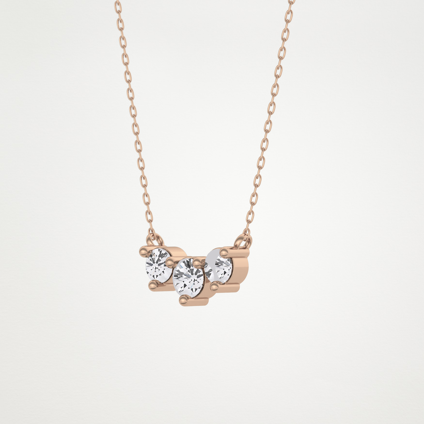 0.35 CT Moissanite 3 Stones Necklace in 14K or 18K Solid Gold – DEF Color, VVS Clarity