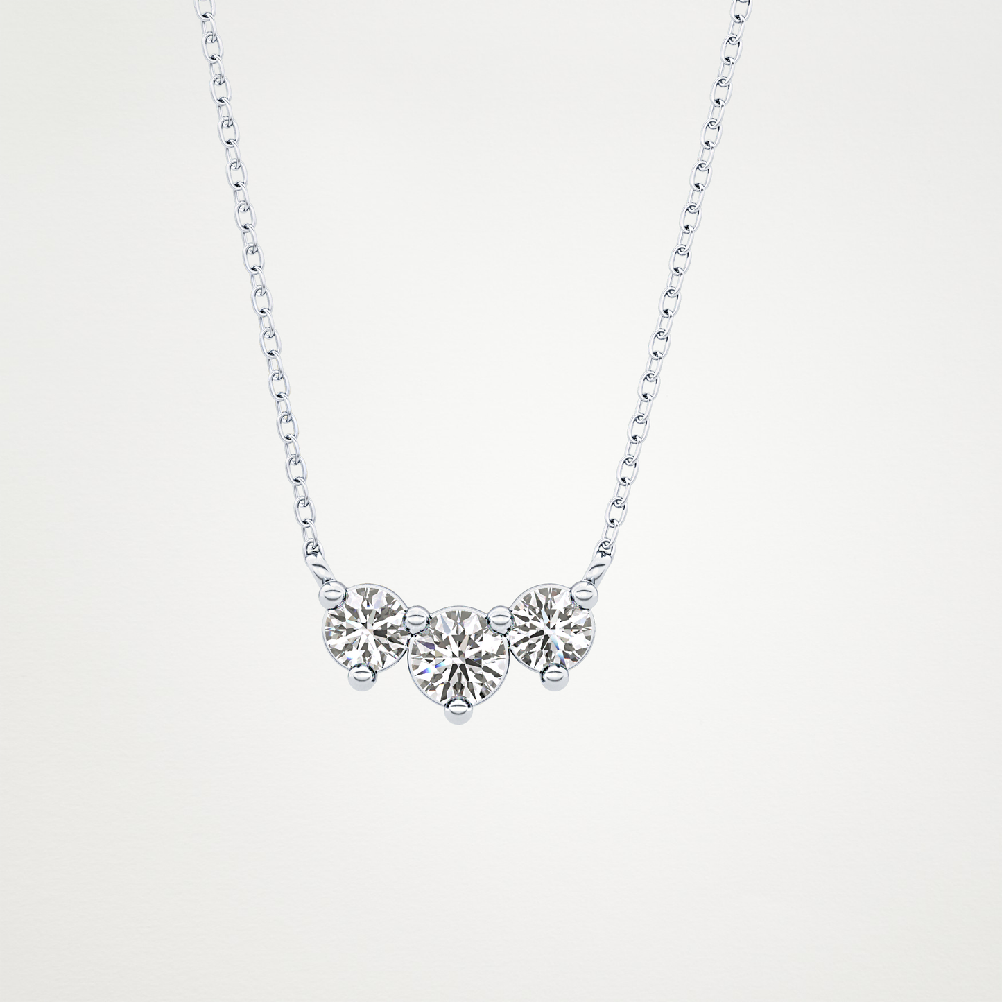 0.35 CT Moissanite 3 Stones Necklace in 14K or 18K Solid Gold – DEF Color, VVS Clarity