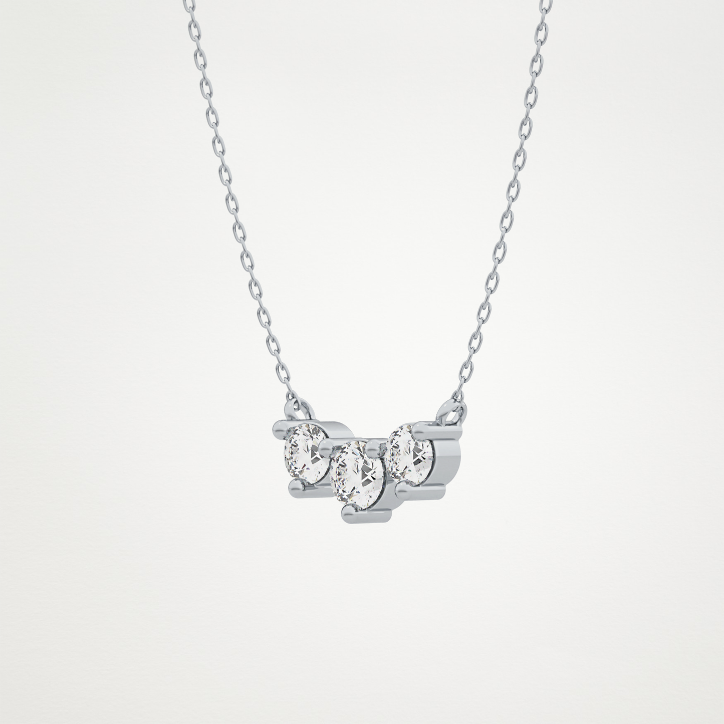 0.35 CT Moissanite 3 Stones Necklace in 14K or 18K Solid Gold – DEF Color, VVS Clarity
