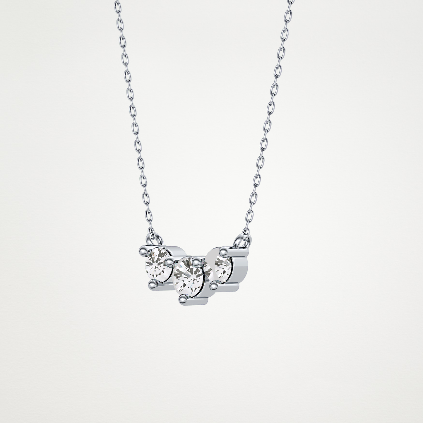 0.35 CT Moissanite 3 Stones Necklace in 14K or 18K Solid Gold – DEF Color, VVS Clarity