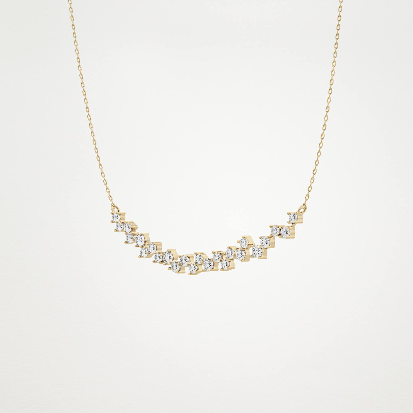 0.65 CT Moissanite Cluster Necklace in 14K or 18K Solid Gold – DEF Color, VVS Clarity