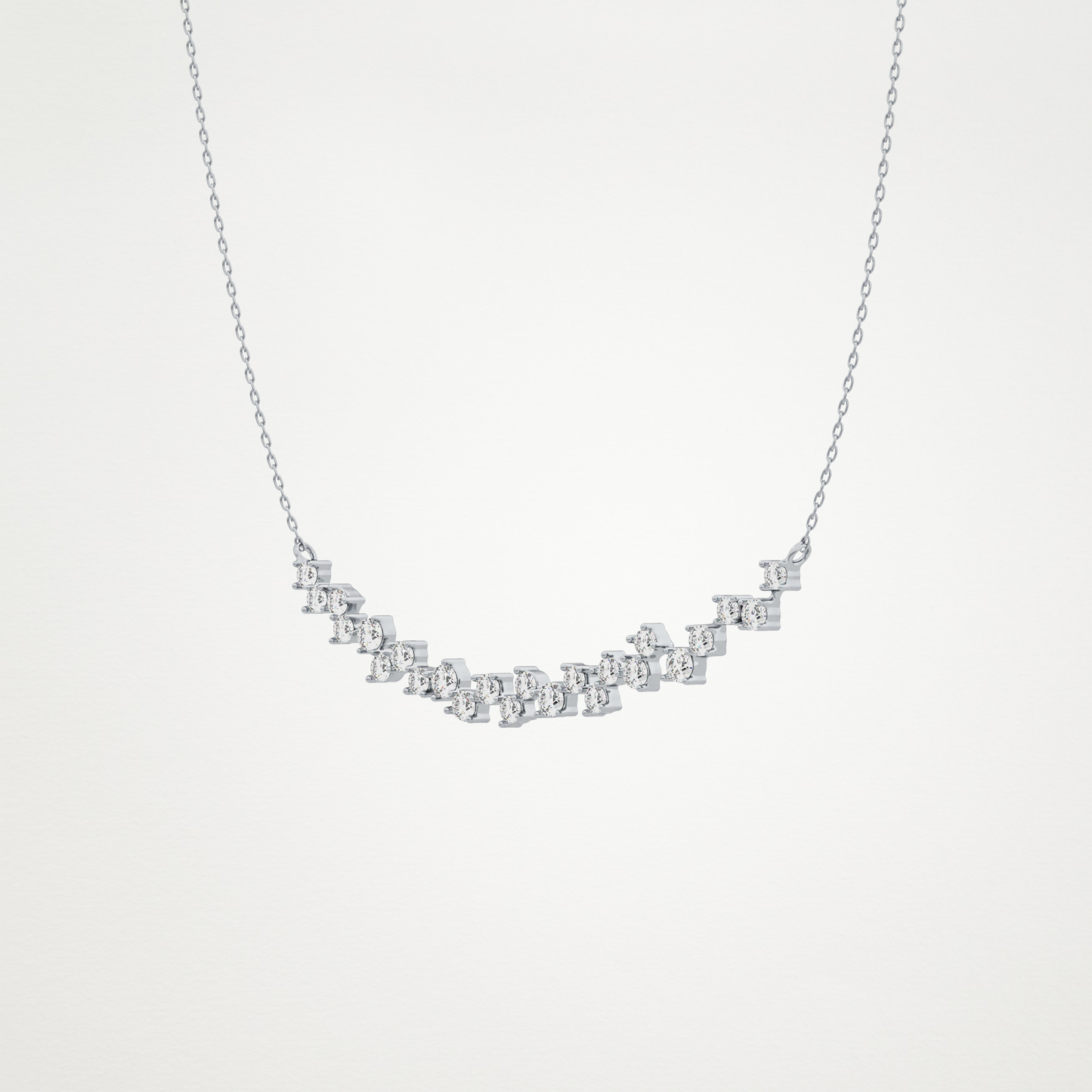 0.65 CT Moissanite Cluster Necklace in 14K or 18K Solid Gold – DEF Color, VVS Clarity