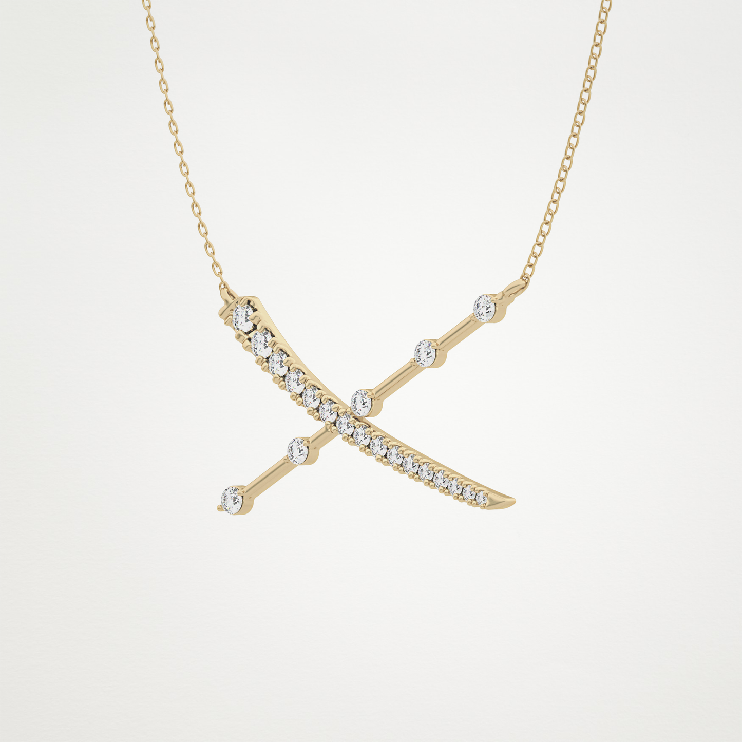0.34 CT Moissanite X Shaped Necklace in 14K or 18K Solid Gold – DEF Color, VVS Clarity