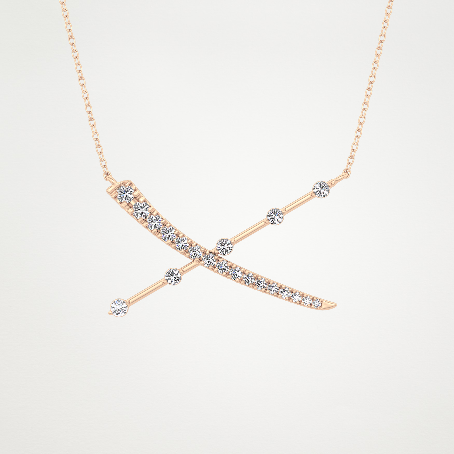 0.34 CT Moissanite X Shaped Necklace in 14K or 18K Solid Gold – DEF Color, VVS Clarity