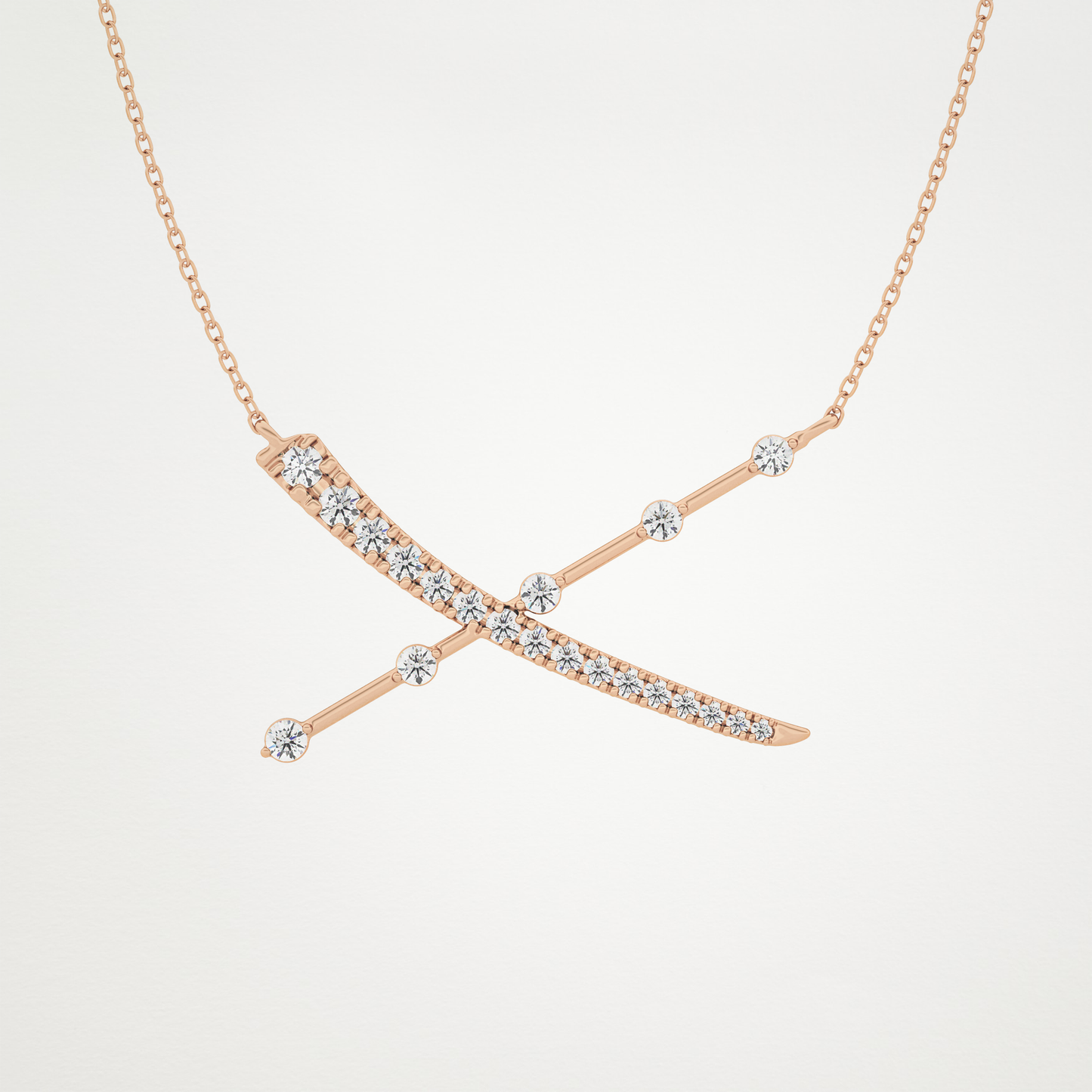 0.34 CT Moissanite X Shaped Necklace in 14K or 18K Solid Gold – DEF Color, VVS Clarity