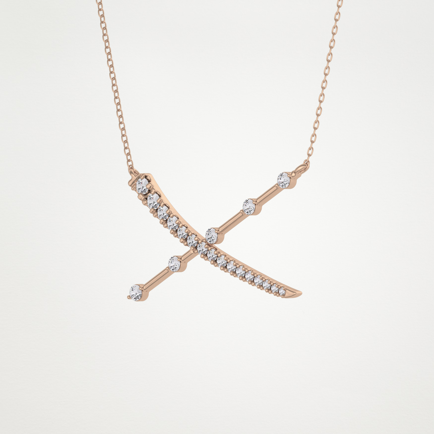 0.34 CT Moissanite X Shaped Necklace in 14K or 18K Solid Gold – DEF Color, VVS Clarity