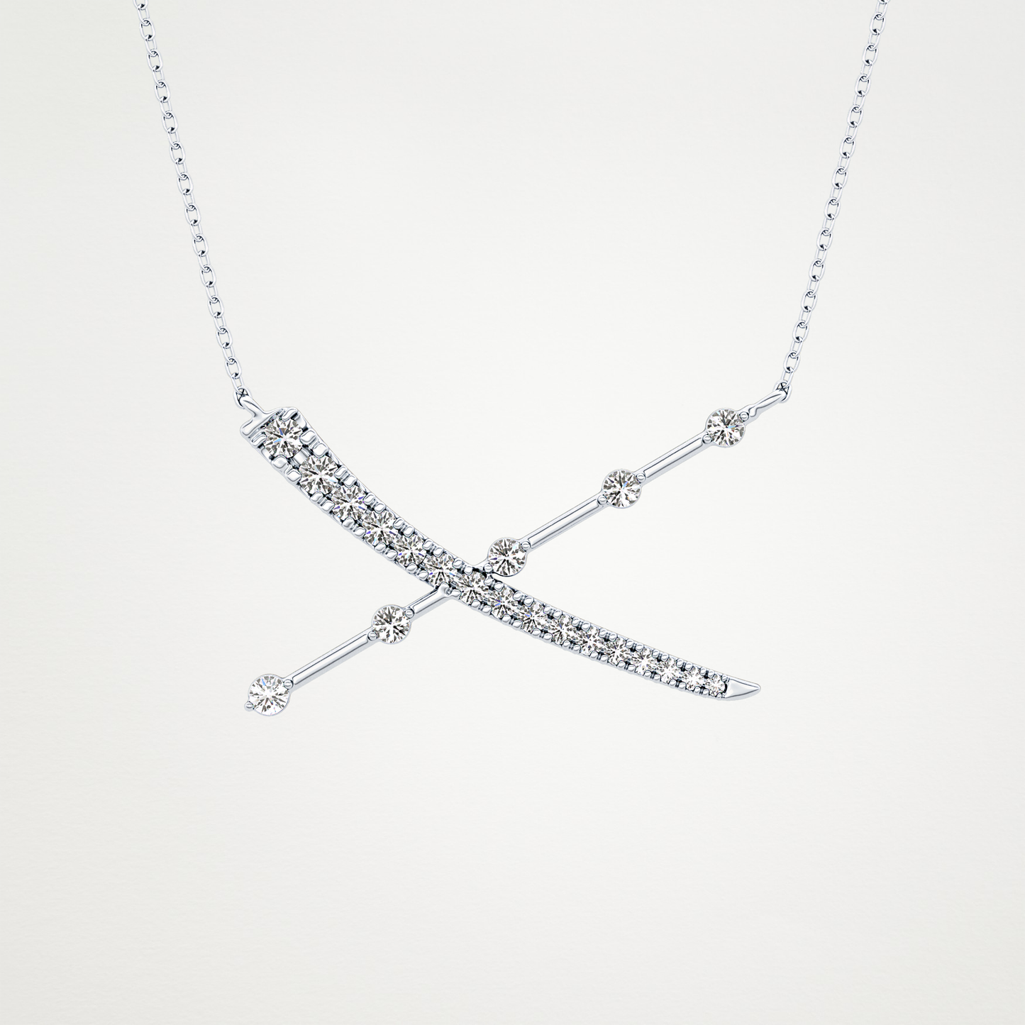 0.34 CT Moissanite X Shaped Necklace in 14K or 18K Solid Gold – DEF Color, VVS Clarity